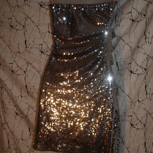 Short Silver Party DRESS BY RACHAEL&CHLOE SIZE S USED FOR PHOTO SHOOT - Picture 3 of 3